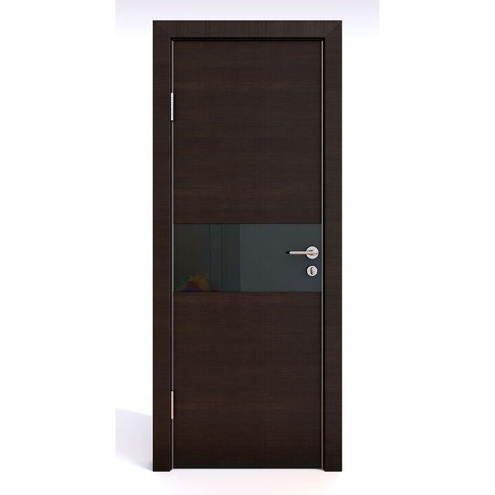 Дверь 501 Венге поперечный с черным стеклом