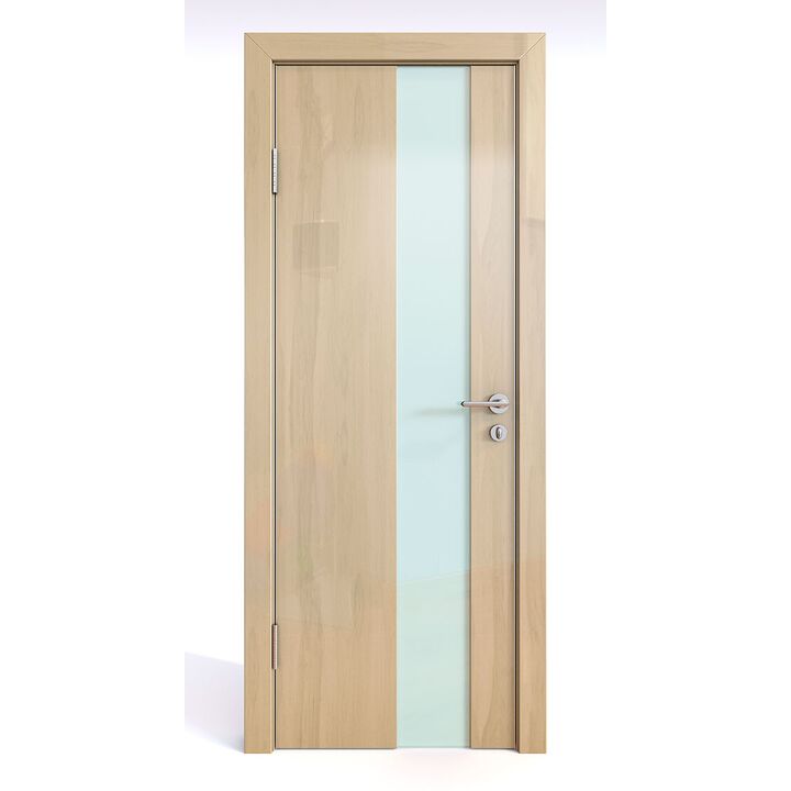 Дверь 504 Анегри светлый глянец с белым стеклом