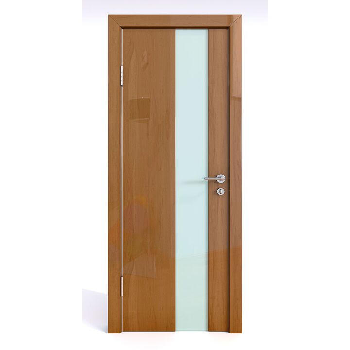 Дверь 504 Анегри темный глянец с белым матовым стеклом