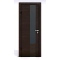 Дверь 504 Венге поперечный с черным стеклом