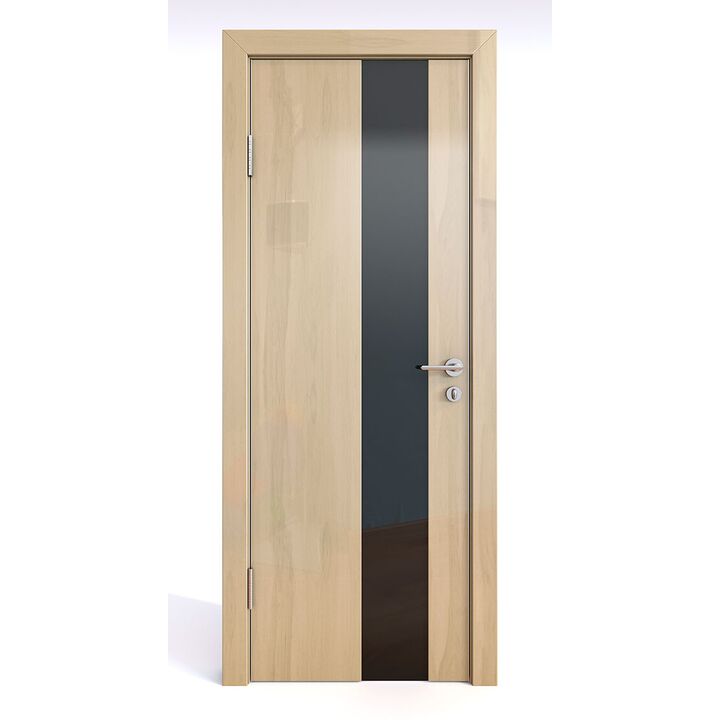 Дверь 504 Анегри светлый глянец с черным стеклом