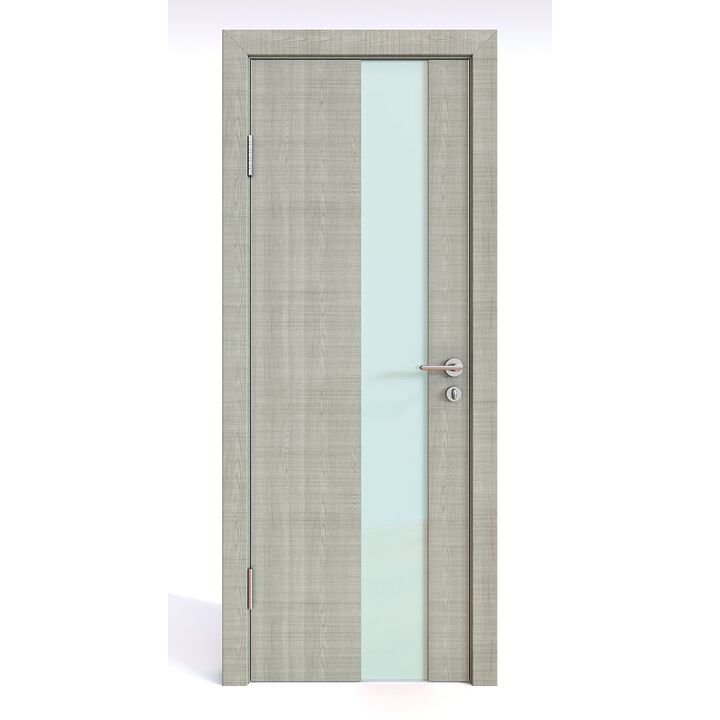 Дверь 504 Серый дуб с белым матовым стеклом