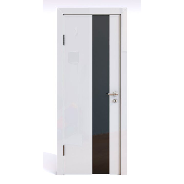 Дверь 504 Белый глянец с черным стеклом