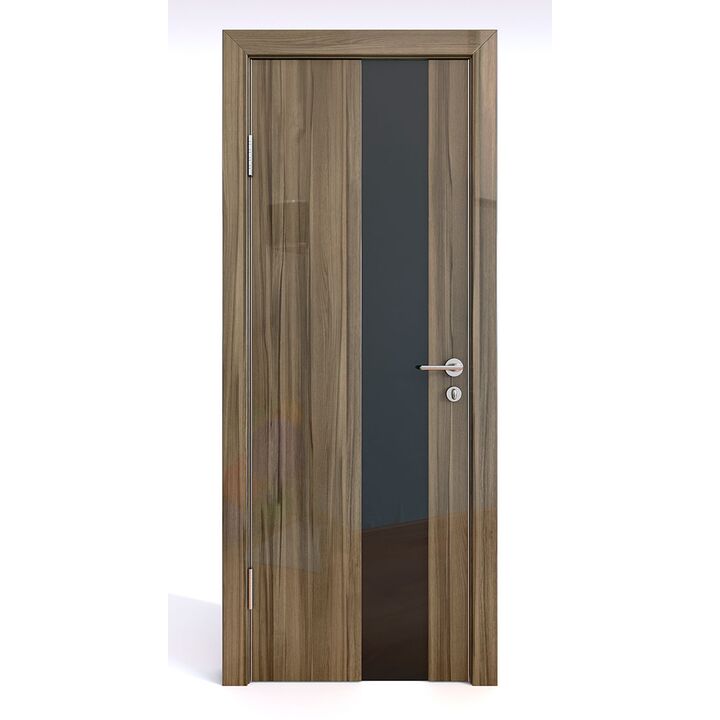 Дверь 504 Сосна глянец с черным стеклом