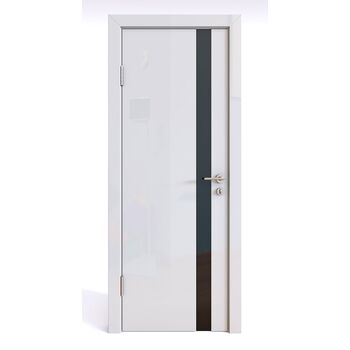 Дверь 507 Белый глянец с черным стеклом