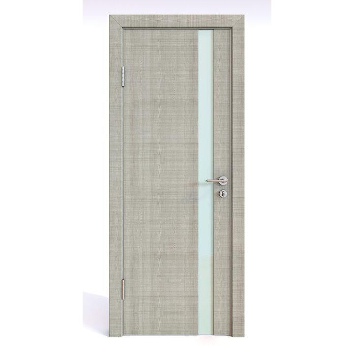 Дверь 507 Серый дуб с белым матовым стеклом