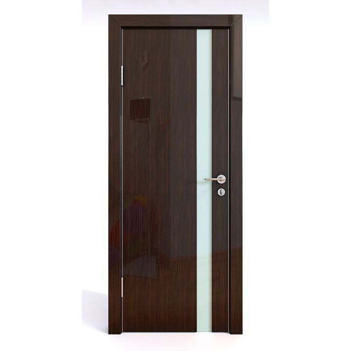 Дверь 507 Венге глянец с белым стеклом