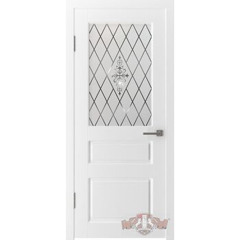 Межкомнатная дверь Честер (Белая эмаль) стекло белое