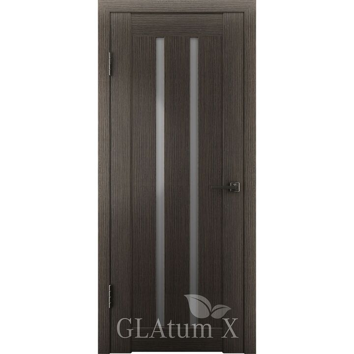 Дверь Атум X2 Серый дуб стекло белый сатинат