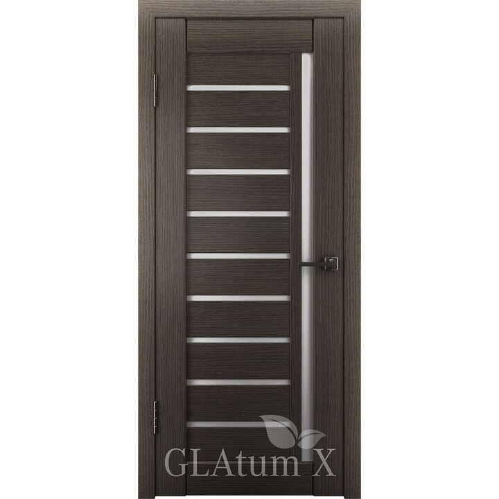 Межкомнатная дверь Атум X11 Серый дуб стекло белый сатинат