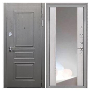 Входная дверь Брайтон графит ФЛЗ-516 сосна белая (зеркало)