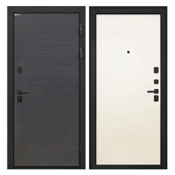 Входная дверь Профит Black Эковенге поперечный Гладкая панель Силк жасмин