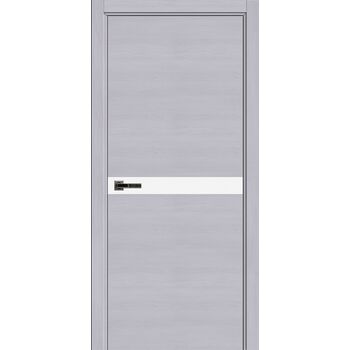 Межкомнатная дверь Экселент 2 ЭМ12 (дуб светло-серый) стекло Лакобель Белый, с магнитным замком и скрытыми петлями