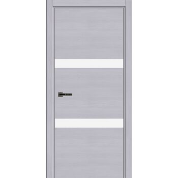 Межкомнатная дверь Экселент 2 ЭМ13 (дуб светло-серый) стекло Лакобель Белый, с магнитным замком и скрытыми петлями