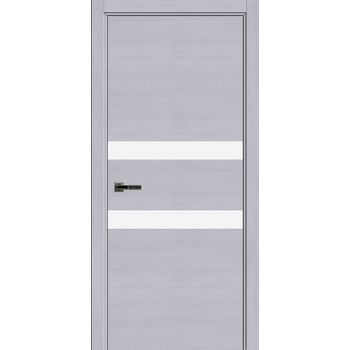 Межкомнатная дверь Экселент 3 ЭМ09 (дуб светло-серый) стекло Лакобель Белый, с магнитным замком