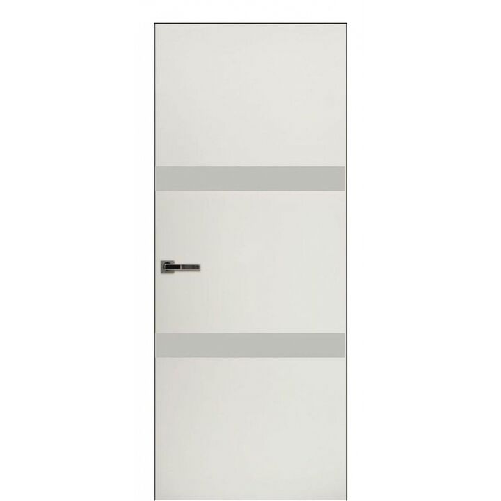 Межкомнатная дверь Экселент 6 ЭМ13 (белый) стекло Лакобель Белый, под скрытую коробку с фрезеровкой под механический замок и скрытые петли