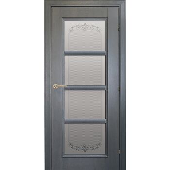Межкомнатная дверь 3340 (эмаль серая по шпону) стекло Денор