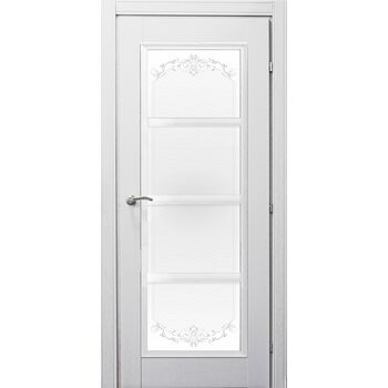 Межкомнатная дверь 3340 (эмаль белая по шпону) стекло Денор
