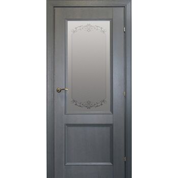 Межкомнатная дверь 3324 (эмаль серая по шпону) стекло Денор