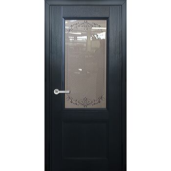 Межкомнатная дверь 3324 (эмаль черная по шпону) стекло Денор