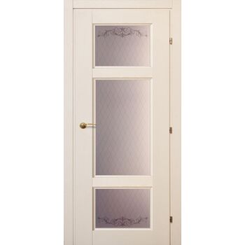 Межкомнатная дверь 6342 (дуб белый, с патиной) стекло Кружевное