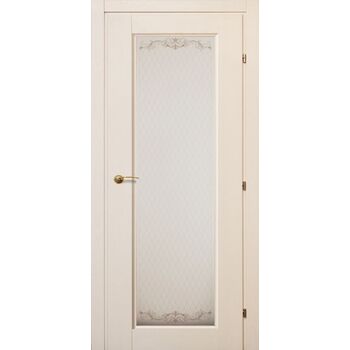 Межкомнатная дверь 6340 (дуб белый, с патиной) стекло Кружевное