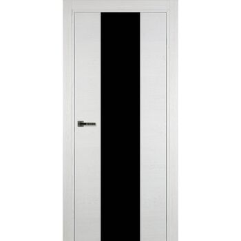 Межкомнатная дверь 704 (эмаль белая по шпону) стекло Черное