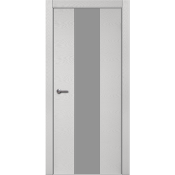 Межкомнатная дверь 704 (эмаль светло-серая по шпону) стекло Серое