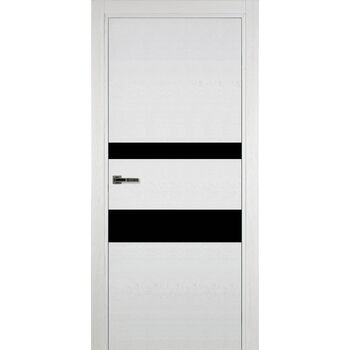 Межкомнатная дверь 703 (эмаль белая по шпону) стекло Черное