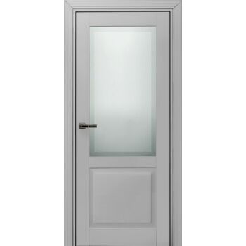 Межкомнатная дверь 732.1 (эмаль светло-серая по MDF) стекло МатПсевдофацет, без фурнитуры