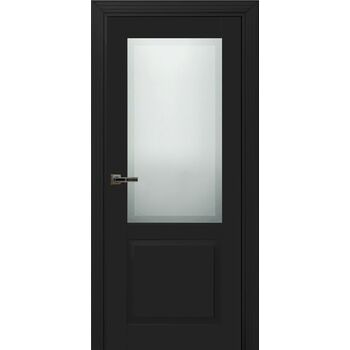 Межкомнатная дверь 732.1 (эмаль черная по MDF)стекло МатПсевдофацет, без фурнитуры