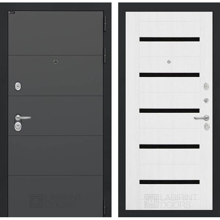 Входная дверь Лабиринт ART 01 - Белое дерево, стекло черное Входная дверь Лабиринт ART 01 - Белое дерево, стекло черное