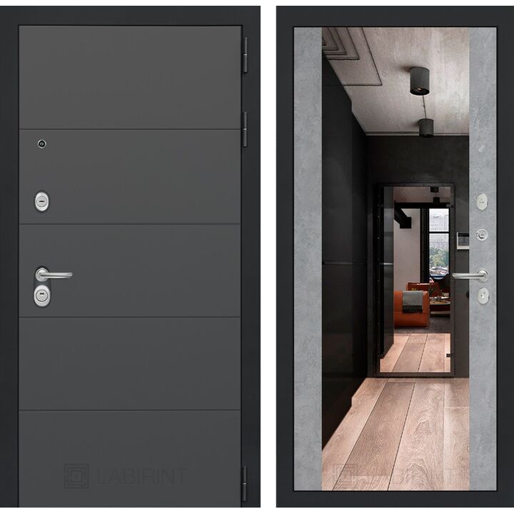 Входная дверь Лабиринт ART с зеркалом Максимум - Бетон светлый Входная дверь Лабиринт ART с зеркалом Максимум - Бетон светлый