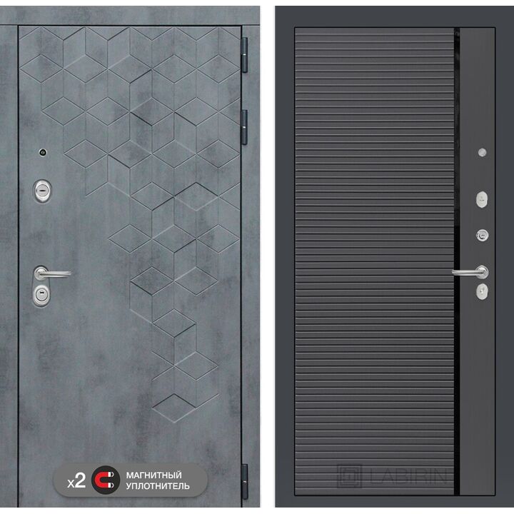Входная дверь Лабиринт Бетон 22 - Графит софт, черная вставка Входная дверь Лабиринт Бетон 22 - Графит софт, черная вставка
