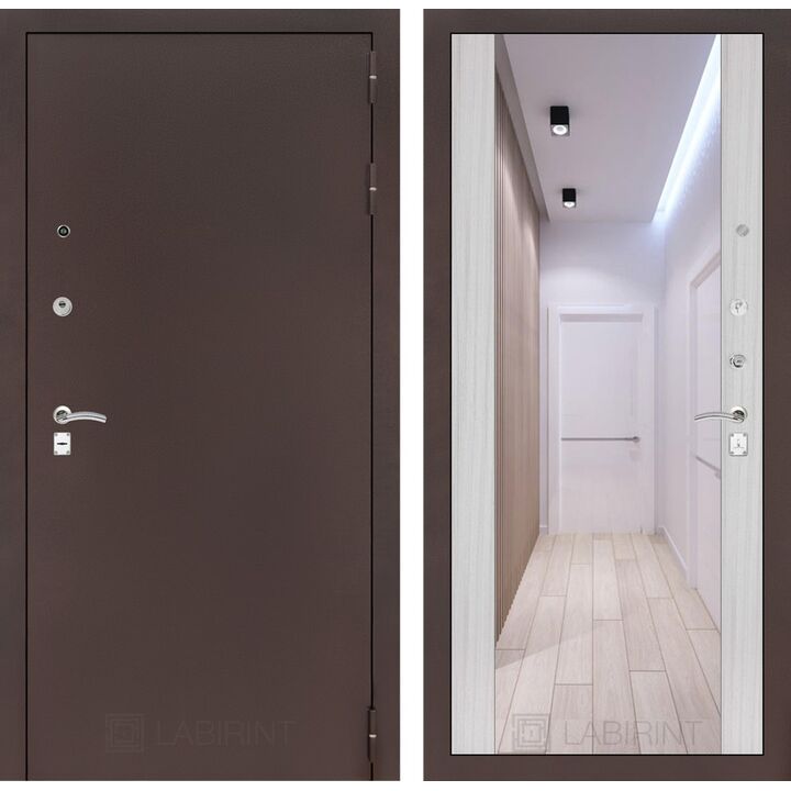 Входная дверь Лабиринт CLASSIC антик медный с зеркалом Максимум - Сандал белый Входная дверь Лабиринт CLASSIC антик медный с зеркалом Максимум - Сандал белый