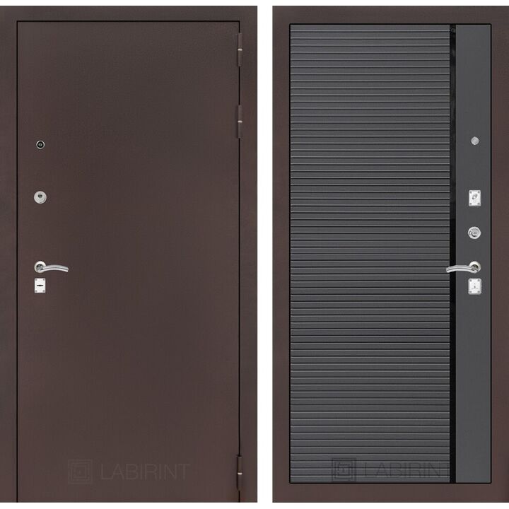 Входная дверь Лабиринт CLASSIC антик медный 22 - Графит софт, черная вставка Входная дверь Лабиринт CLASSIC антик медный 22 - Графит софт, черная вставка