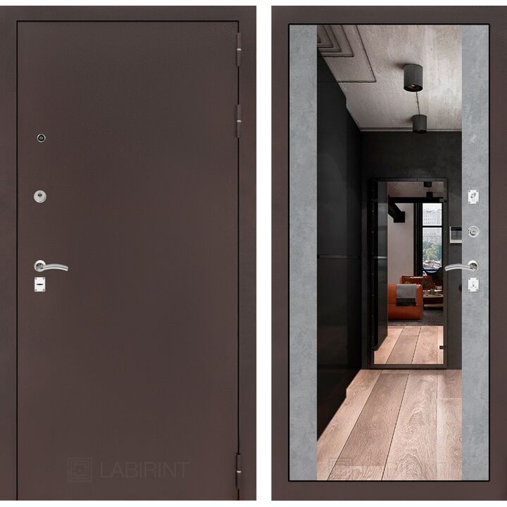 Входная дверь Лабиринт CLASSIC антик медный с зеркалом Максимум - Бетон светлый Входная дверь Лабиринт CLASSIC антик медный с зеркалом Максимум - Бетон светлый