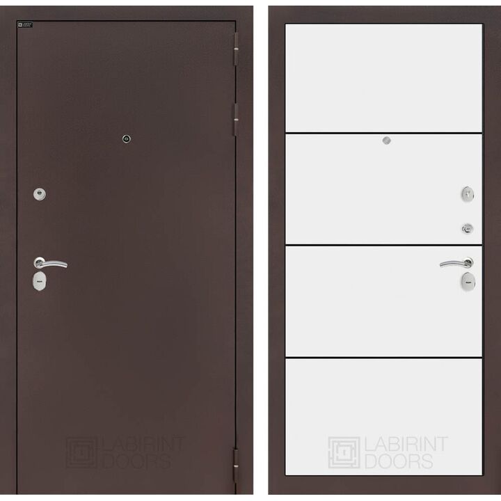 Входная дверь Лабиринт CLASSIC антик медный 25 - Белый софт, черный молдинг Входная дверь Лабиринт CLASSIC антик медный 25 - Белый софт, черный молдинг