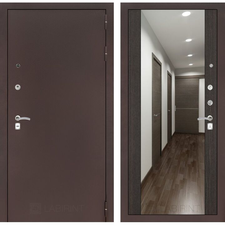 Входная дверь Лабиринт CLASSIC антик медный с зеркалом Максимум - Венге Входная дверь Лабиринт CLASSIC антик медный с зеркалом Максимум - Венге