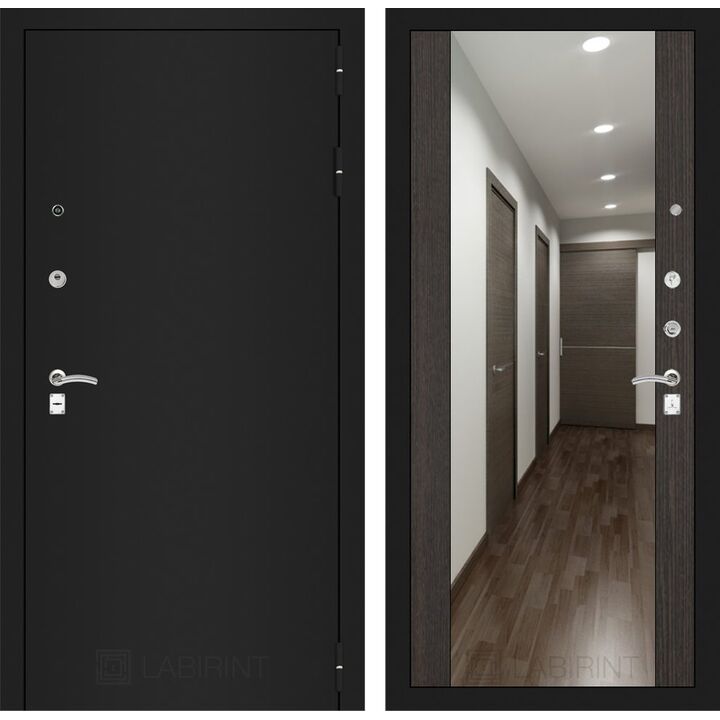 Входная дверь Лабиринт CLASSIC шагрень черная с зеркалом Максимум - Венге Входная дверь Лабиринт CLASSIC шагрень черная с зеркалом Максимум - Венге