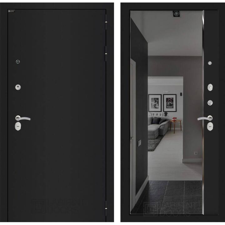 Входная дверь Лабиринт CLASSIC шагрень черная с зеркалом Панорама с тонировкой - Черный кварц Входная дверь Лабиринт CLASSIC шагрень черная с зеркалом Панорама с тонировкой - Черный кварц