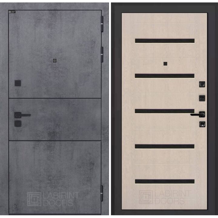 Входная дверь Лабиринт INFINITY 01 - Беленый дуб, стекло черное Входная дверь Лабиринт INFINITY 01 - Беленый дуб, стекло черное