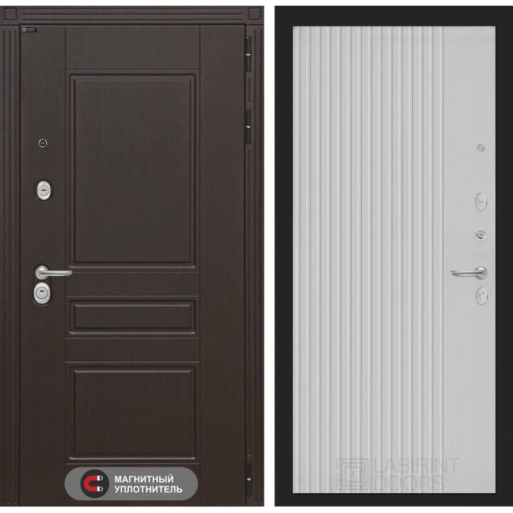 Входная дверь Лабиринт Мегаполис 29 - Белый рельеф софт Входная дверь Лабиринт Мегаполис 29 - Белый рельеф софт