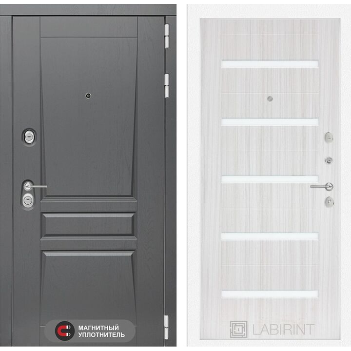 Входная дверь Лабиринт Платинум 01 - Сандал белый, стекло белое Входная дверь Лабиринт Платинум 01 - Сандал белый, стекло белое