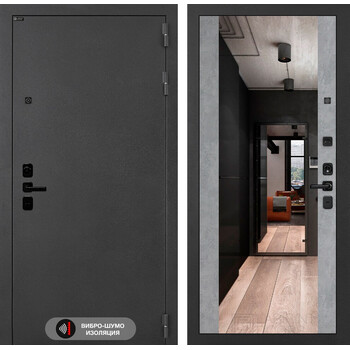 Входная дверь Лабиринт Соналаб с зеркалом Максимум - Бетон светлый