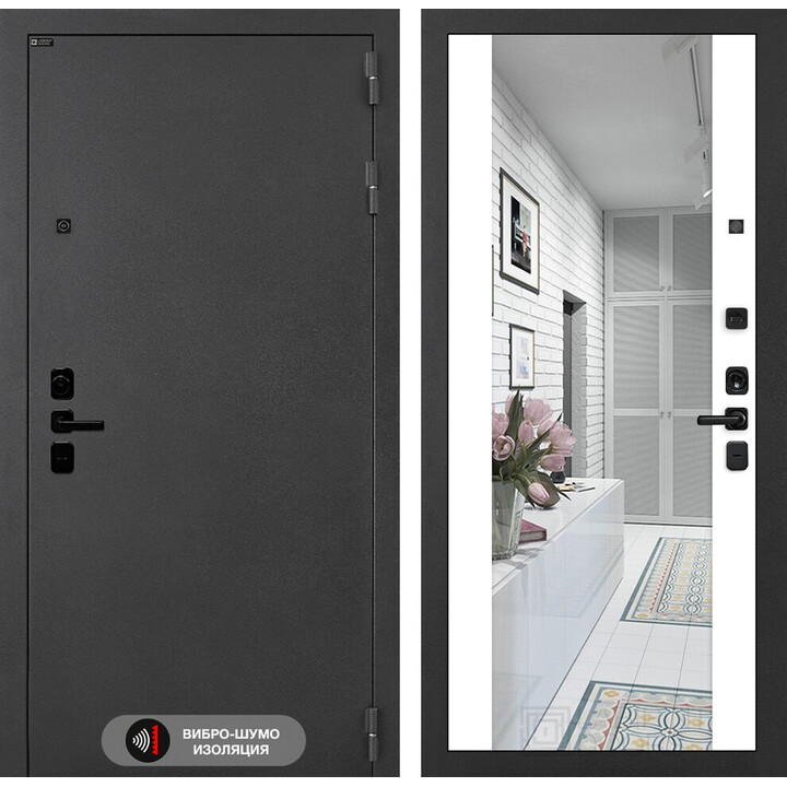 Входная дверь Лабиринт Соналаб с зеркалом Максимум - Белый софт