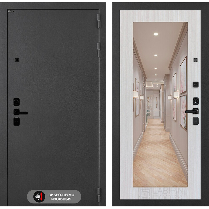 Входная дверь Лабиринт Соналаб с зеркалом 18 - Сандал белый