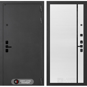 Входная дверь Лабиринт Соналаб 22 - Белый софт, черная вставка