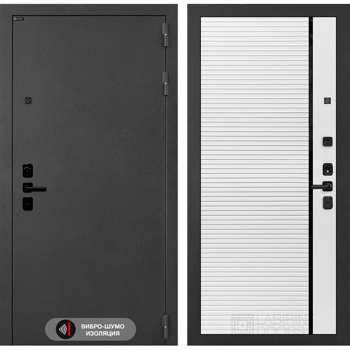 Входная дверь Лабиринт Соналаб 22 - Белый софт, черная вставка