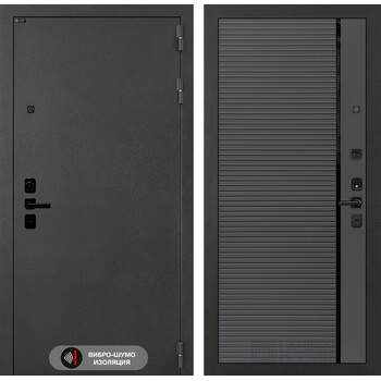 Входная дверь Лабиринт Соналаб 22 - Графит софт, черная вставка